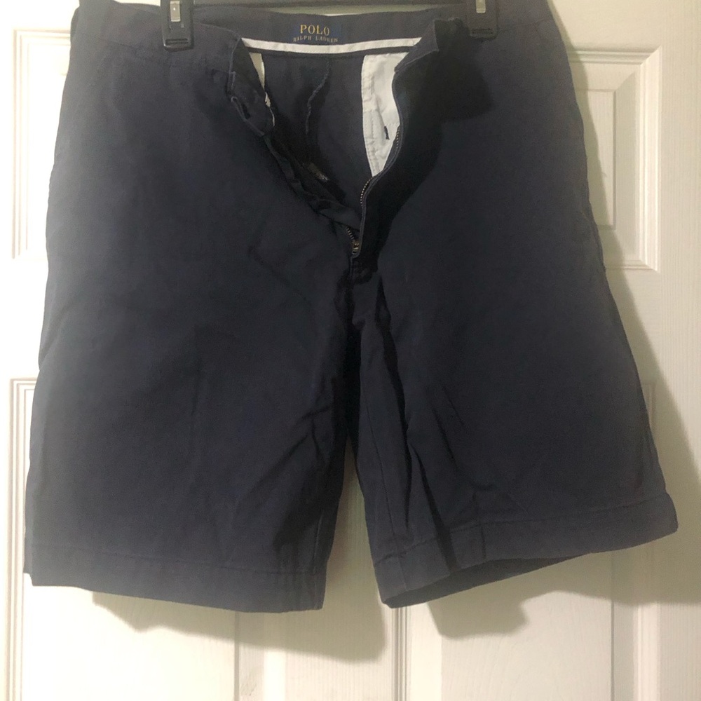 Ralph Lauren Men’s Navy Flat-Front Cotton Shorts